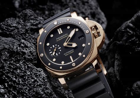 panerai rose gold blue face|42mm submersible goldtech pam.